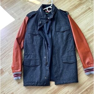 NIKE football varsity jacket mid-length, leather and wool , Discontinued, rare.